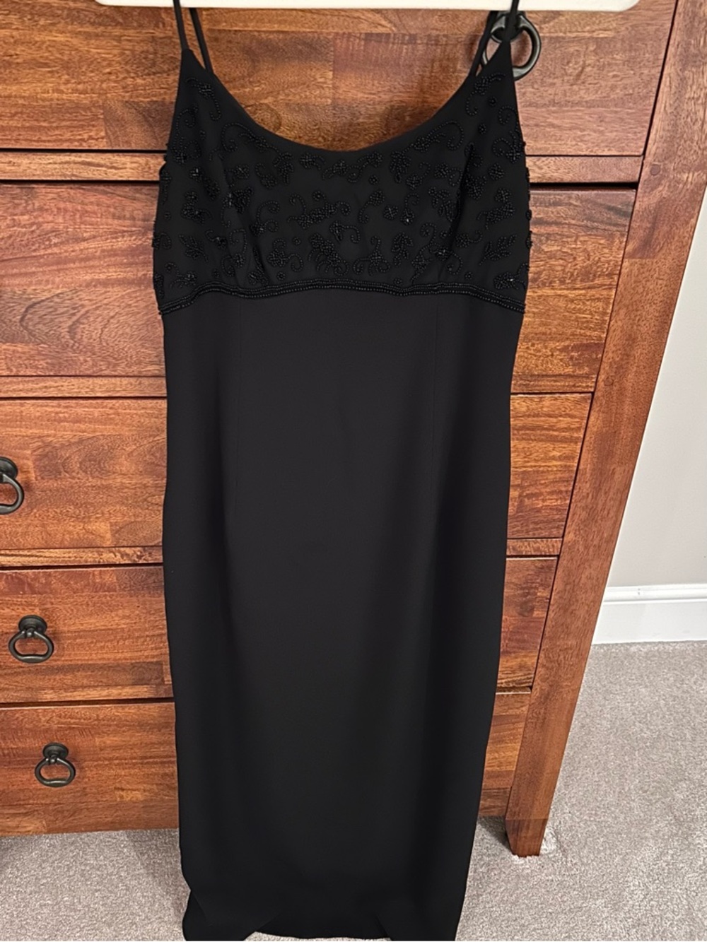 Vintage 90’s AnnTaylor Black Beaded Dress with Spaghetti Straps